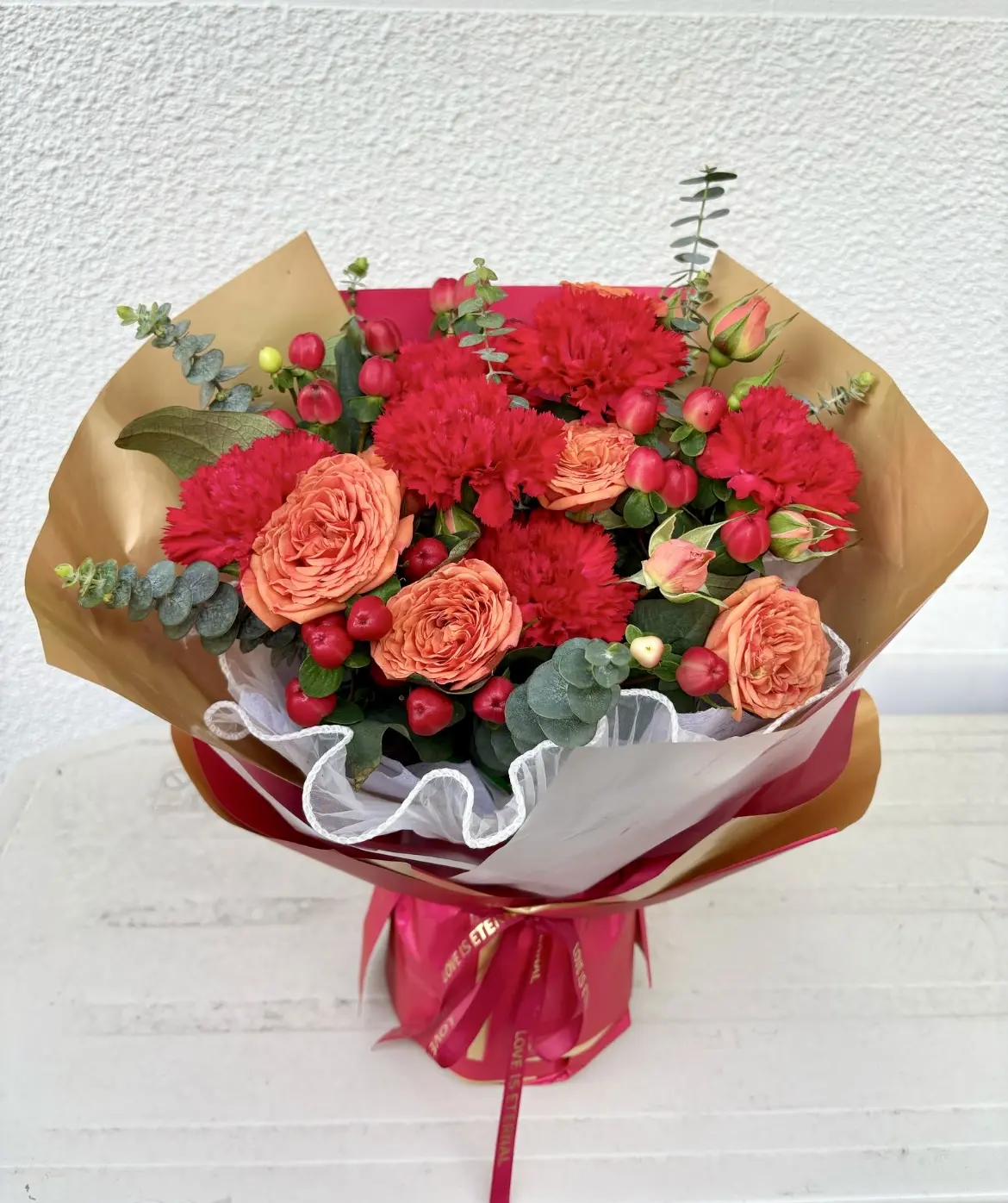 Fresh Flower Bouquet Forever Love Roses Carnation Flower Mother's Day Gifts