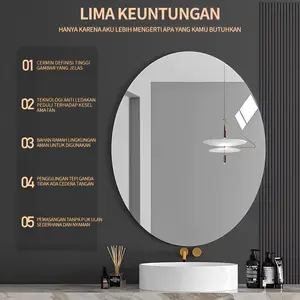 Cermin kamar mandi akrilik lembut, meja rias kamar mandi yang dapat menempel di dinding untuk mencuci muka dan mandi tanpa harus melubangi Tidak ada deformasi