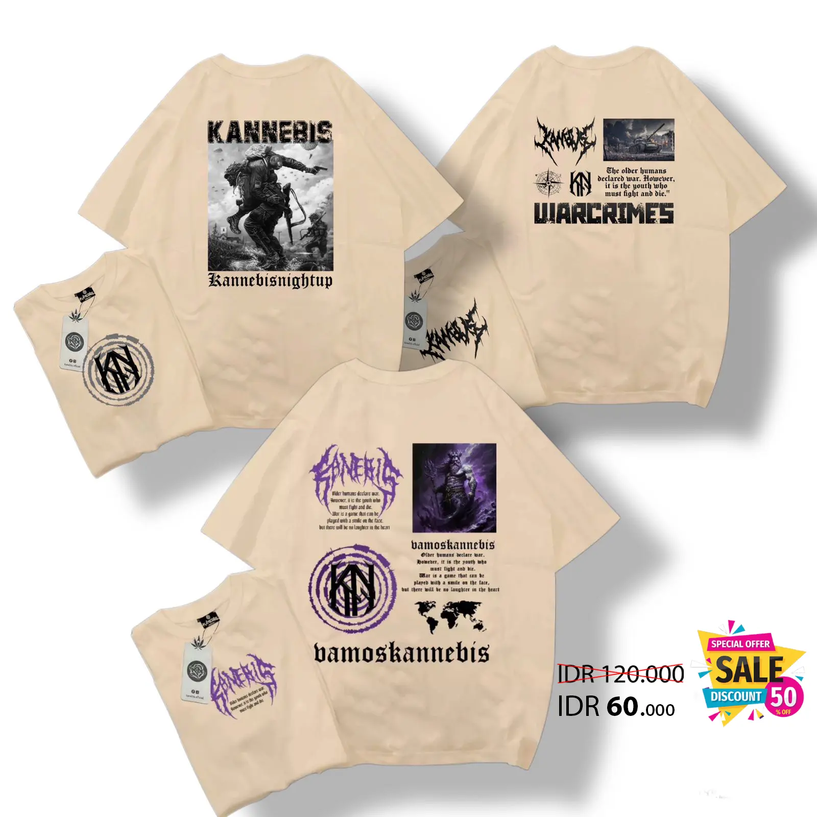 Baju  Santai kaos oversize premium pria wanita Sablon  Vintage  Nyaman Katun cotton combed 24s unisex  Lembut / t-shirt Band  oversize unisex warna crem Distro Streetwear Lokal brand Tangan Panjang
