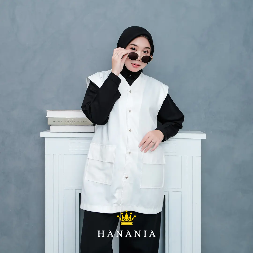 AZUKA - VEST ROMPI WANITA OVERSIZE POCKET Katun Panjang Outer