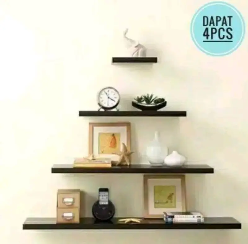 Rak Dinding Minimalis Ambalan 1 Set Isi 4 Rak kebutuhan rumah  Space-Saving Wine tahan lama kait & rak  aesthetic  dinding kamar papan  dinding heat-resistant kuning srat kyu buku ruang kerja tahan korosi ruang belajar  minimalis 7
