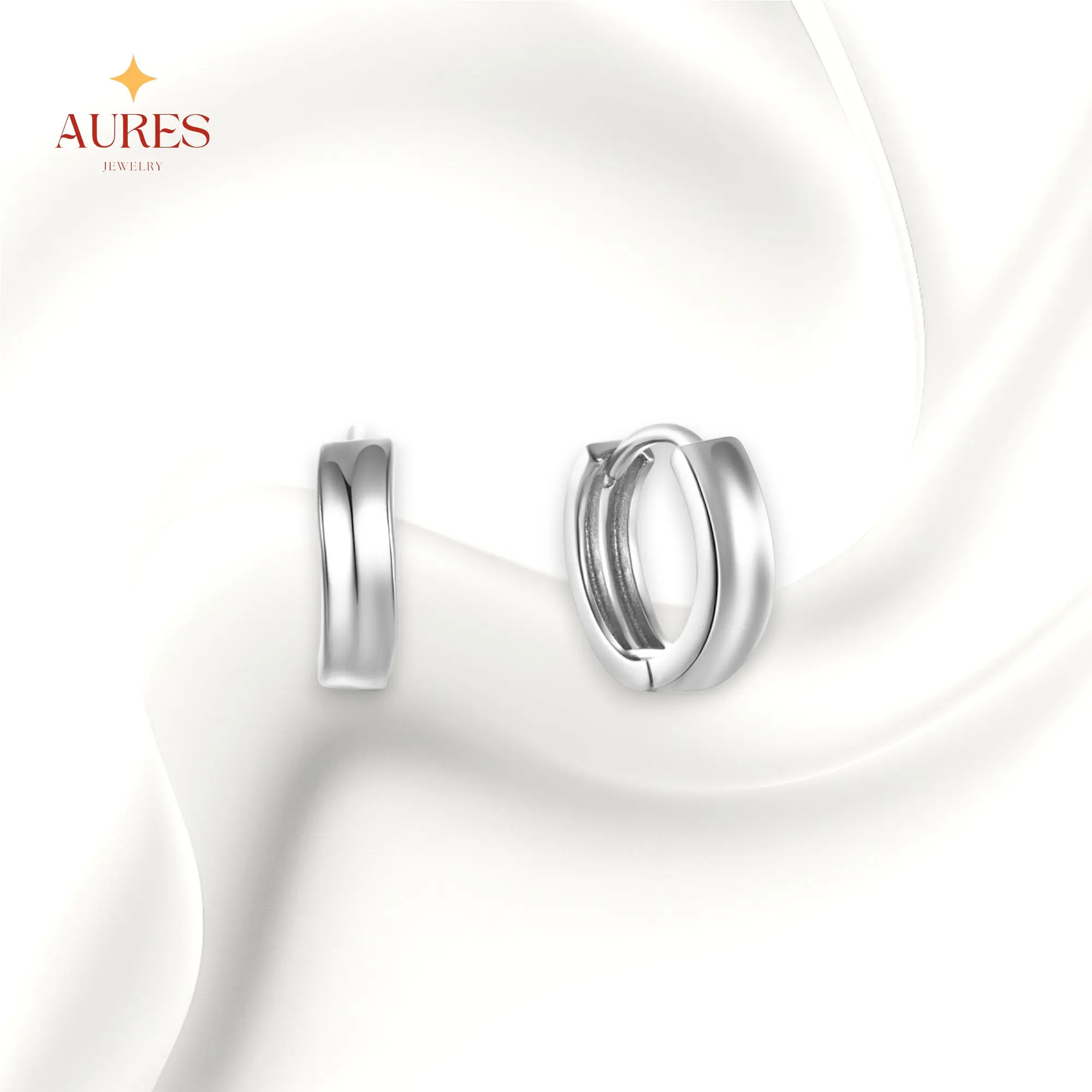 [AURES JEWELRY] Undina Earring - 925 Sterling Silver Small Hoop Modern Thin Hoops Earring