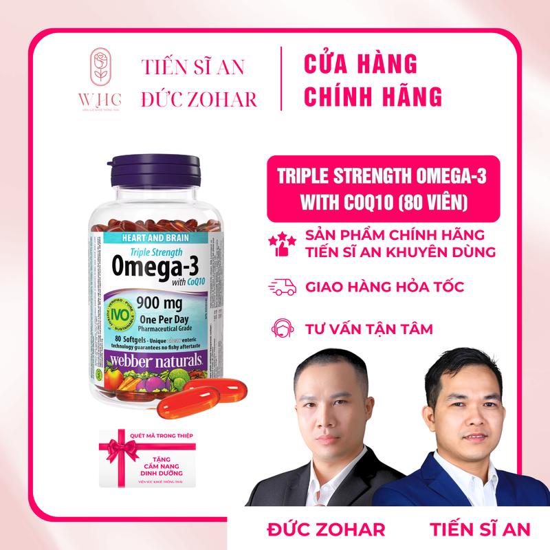 Viên uống Omega-3 CoQ10 dầu cá cao cấp bổ sung CoQ10 hộp 80 viên nhập khẩu Canada + Cẩm nang dinh dưỡng