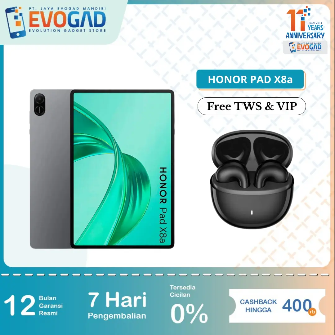 Honor Pad X8a RAM 4/128GB Snapdragon 680 Octa-coreLCD 90Hz Garansi Resmi Honor Indonesia 1 Tahun