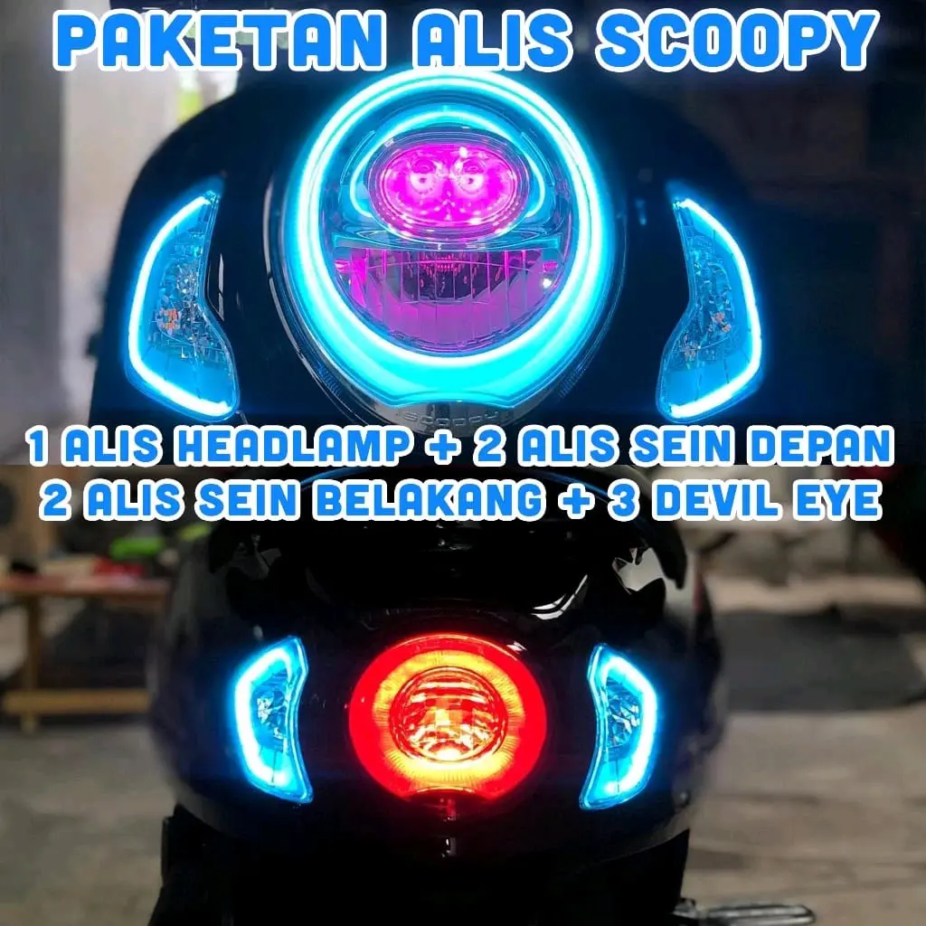 SEPAKET LAMPU ALIS SCOOPY MODE DIAM BONUS DEMON/DEVIL EYE