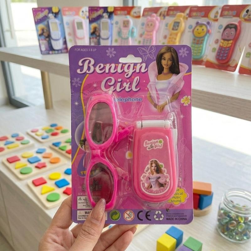 Đồ Chơi Điện Thoại Búp Bê Nắp Gập Phát Nhạc Tuổi Thơ Tặng kèm Mắt Kính Thời Trang Sẵn Pin