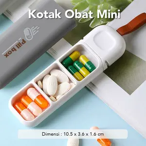 Kotak Obat Mini Portable Medicine Pill Box 3 Grid