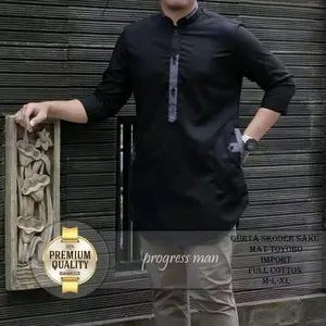 Dailyfashionku Baju Koko Kurta Pakistan Original Muslim Pria Dewasa Katun Toyobo kancing Depan