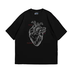 Confusion.std Reguler T Shirt Hitam Motif Jantung No Time For Fake People Baju Distro Pria Standar Dengan Cetak DTF Premium 24s