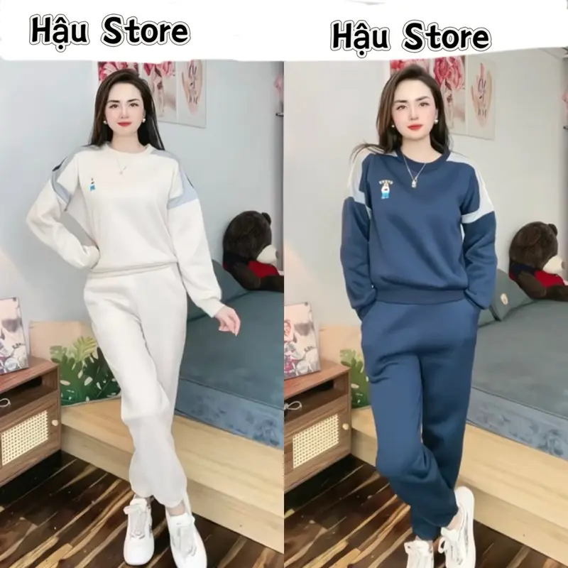 [Giá Độc Quyền Trên Live ] Set bộ quần áo thể thao nữ chất vải nỉ bông mềm mịn ấm áp. Hậu store
