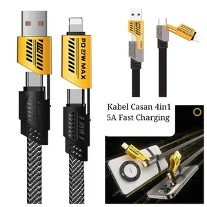 4-in-1 USB-C data Cable 65W Fast Charging Flat Braided Anti-Tangle Universa р