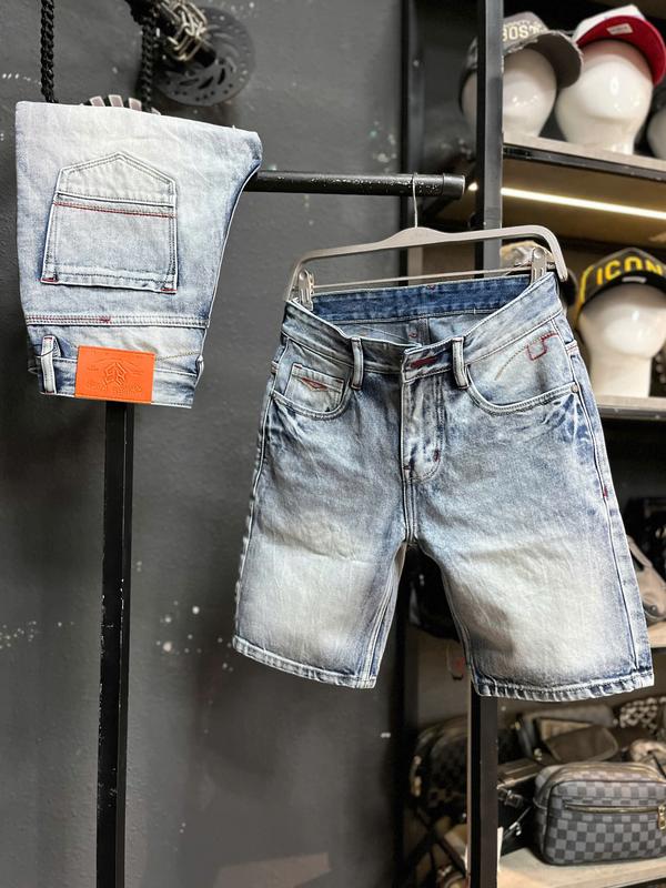 Quần Short Jean Nam QS2081-JD8012 Màu Xanh Bạc Túi Viền Đỏ Ngang Chất Vải Không Co Giãn Mẫu Mới Chi Tiết Như Hình.