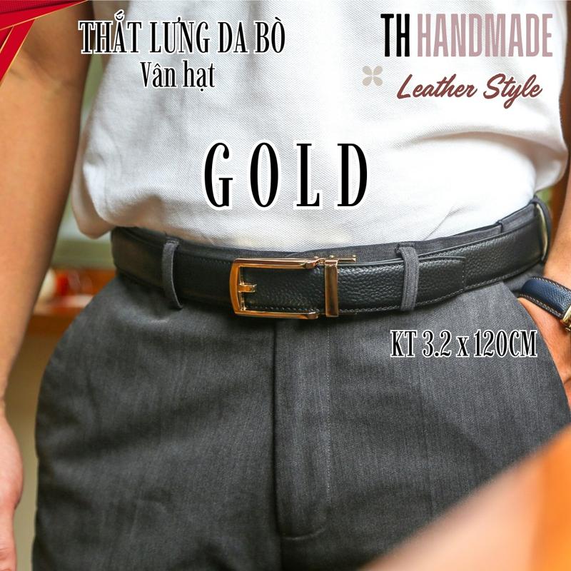  Thắt Lưng Nam GOLD Da Bò Cao Cấp Đen Khóa Tự Động Hợp Kim 3.2cm - Cao Su 