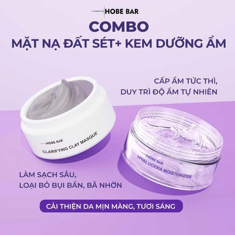 DEAL MỚI Combo HOBEBAR Mặt Nạ Đất Sét + Kem Dưỡng – Làm Sạch Phục Hồi & Cấp Ẩm Tức Thì