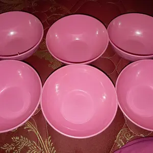 Yoi - Mangkok Makan Plastik Bulat Small 6PCS / Diameter 14 cm mangkok wizzmie Hijau Pink Ungu Wadah Set mangkok es