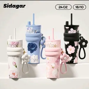 Tumbler Viral Cantik Mug Kopi Stainless Steel dengan Lapisan Dalam Keramik Termos Vakum Tumbler