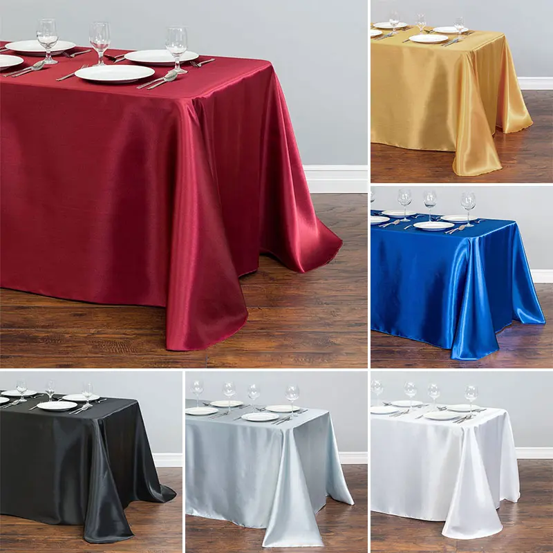 Penutup Meja Satin Warna Pepejal, Penutup Tindanan Segi Empat, Hiasan Parti, Makan Malam, Jamuan Perkahwinan, Meja Makan Rumah
