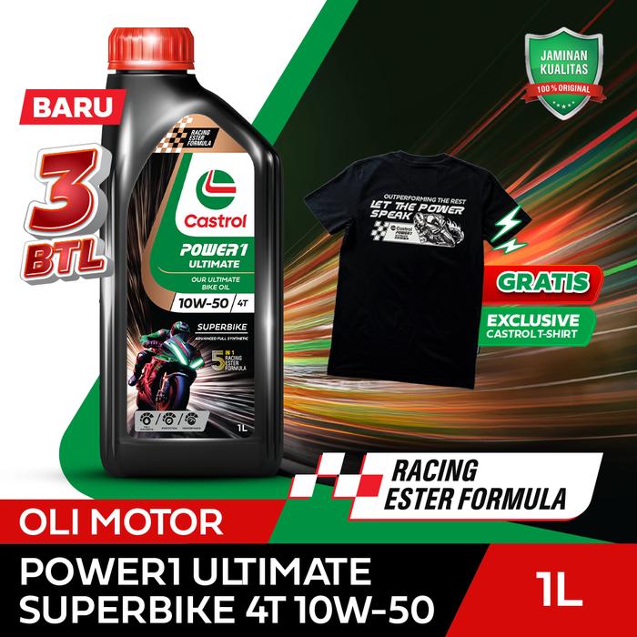 Gambar Oli Mesin Motor Castrol POWER1 ULTIMATE SUPERBIKE 4T 10W-50 (1L) - 1L dari Castrol Indonesia Kota Administrasi Jakarta Timur 5 Tokopedia