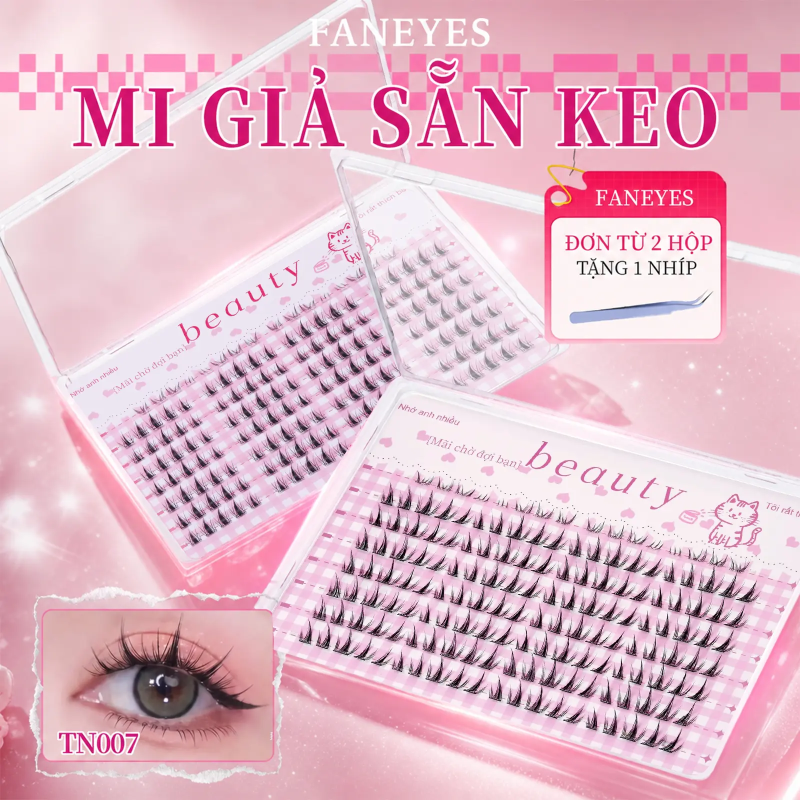 【92K/3hộp】【Mua 2 hộp tặng kèm nhíp】FANEYES Mi giả sẵn keo Dung lượng lớn 40 mẫu đa dạng lựa chọn, siêu dính siêu dễ dán không cần tẩy trang dán siêu nhanh cho người lười thần khí tạo mắt to