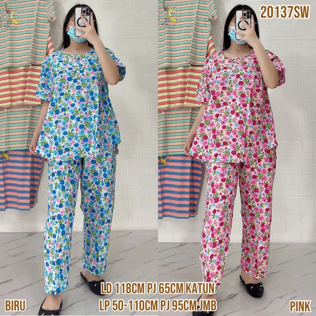 Baju Tidur Merlin CP  XL Jumbo Dewasa Setelan Katun Motif karakter  - Bahan Katun Premium