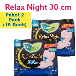 2 Pack 16 Buah Pembalut Wanita Laurier Relax Night 8s Wing 30 cm