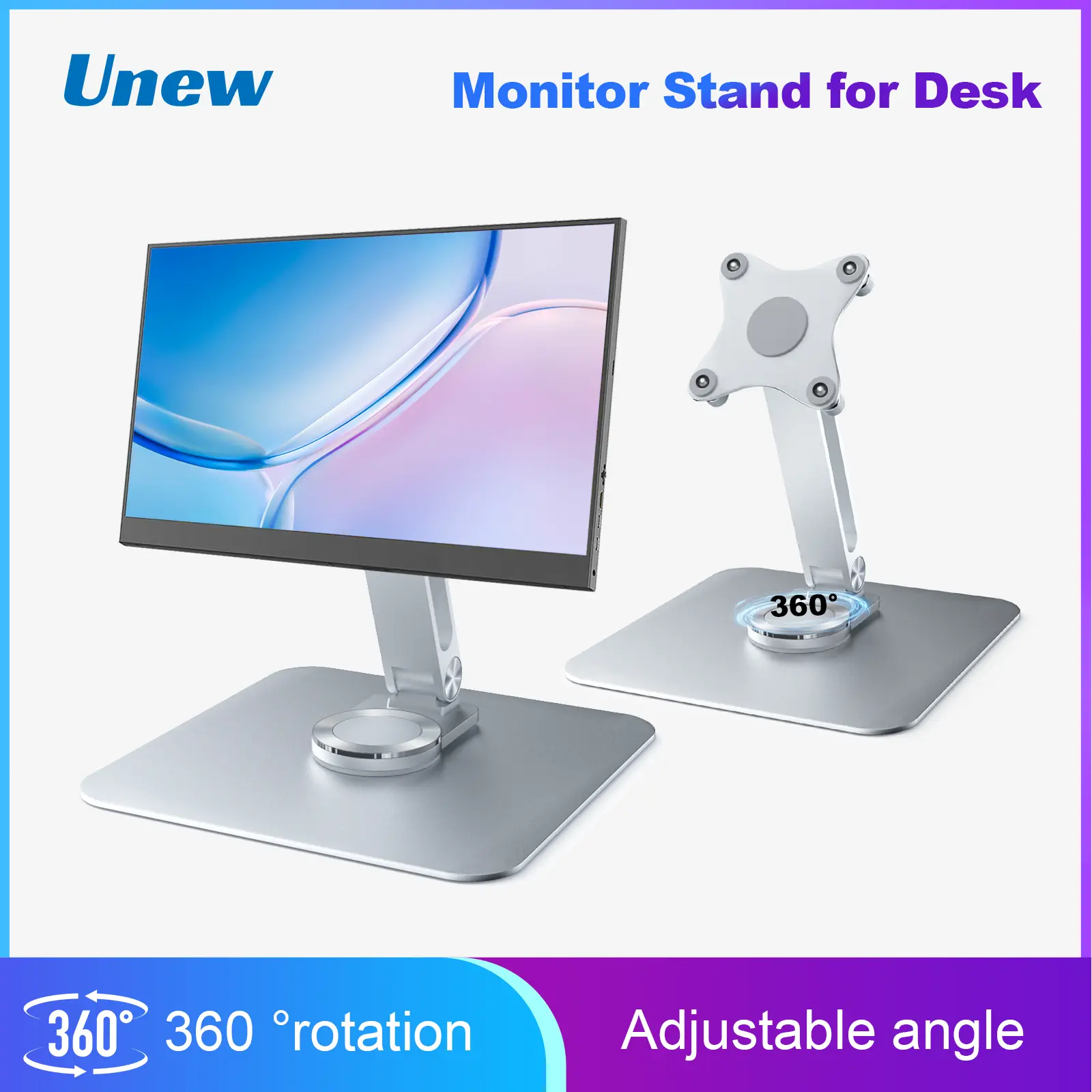 Stable Stand Mount Aluminum Alloy Desktop 360 Adjusto M4 VESA 75x75mm With Non-Removable Screws 5KG Max Load For 7~15.6 inch Monitor