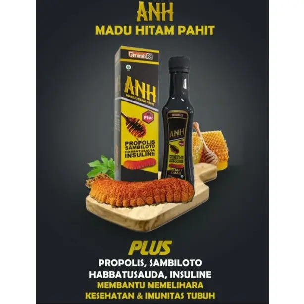 MADU HITAM PAHIT ANH PROPOLIS SAMBILOTO INSULINE 250 GRAM | RESMI HALAL