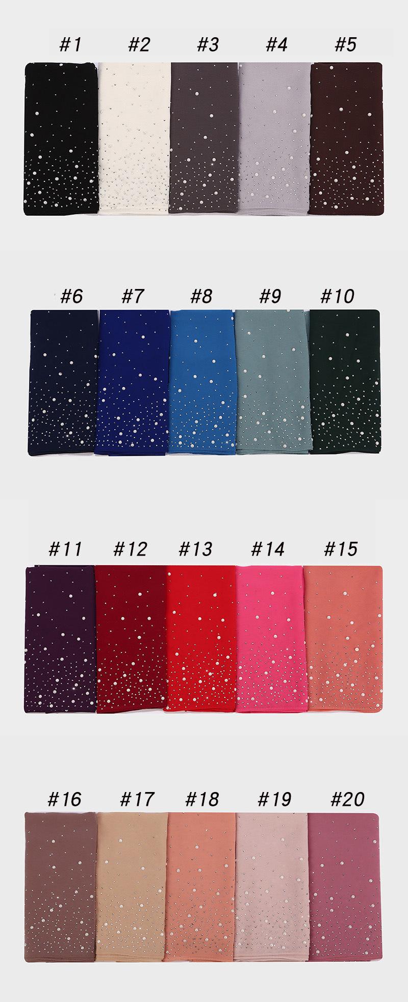 Malaysia Indonesia Pearl Chiffon material Baotou scarf rhinestone porcelain decorative fashion headscarf_voghion.com