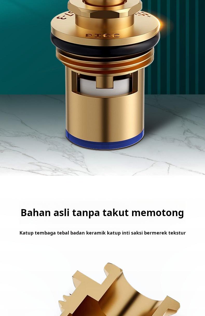 Fitting anti bocor keran universal berbahan tembaga murni, katup sudut, keran air dingin tunggal, inti katup tembaga dapur, pegangan.