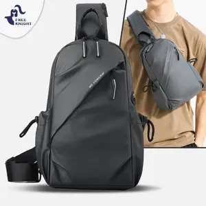 Freeknight Tas Selempang Pria Earphone Hole Slingbag Cowok Anti Air Tas Bahu Model Formal Casual Kulit Waistbag TS741