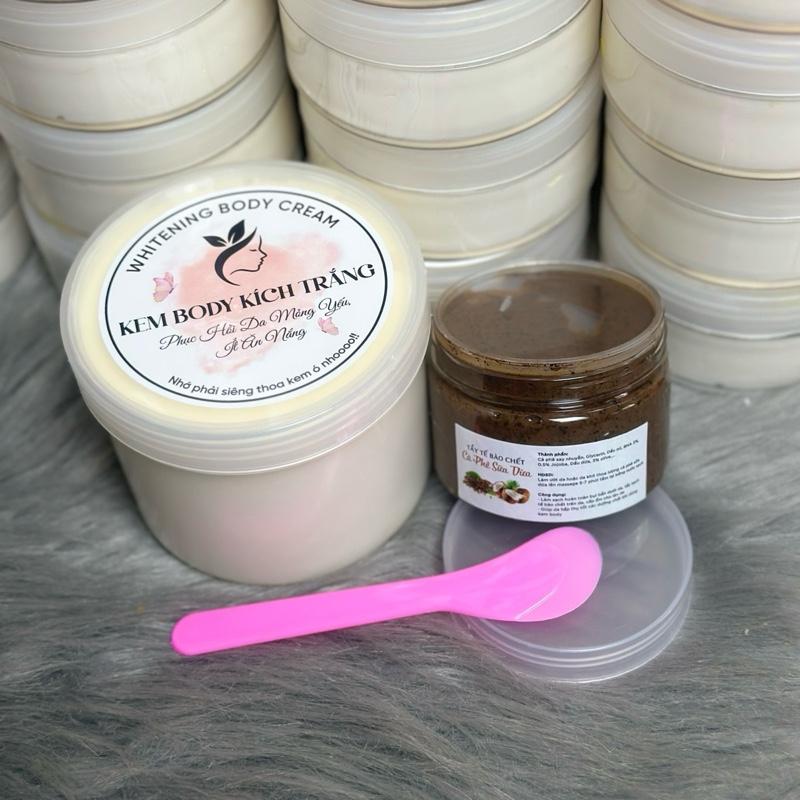 500gam Kem body Kích Trắng + Tặng Tẩy Bào Da + Muỗn phục hồi da mỏng yếu