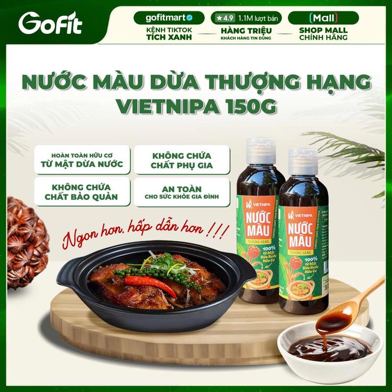 Nước Màu Dừa Hữu Cơ VIETNIPA - Chế Biến Món Ăn Ướp Thịt Cá Phù Hợp Ăn Chay Ăn Healthy 150g 365g