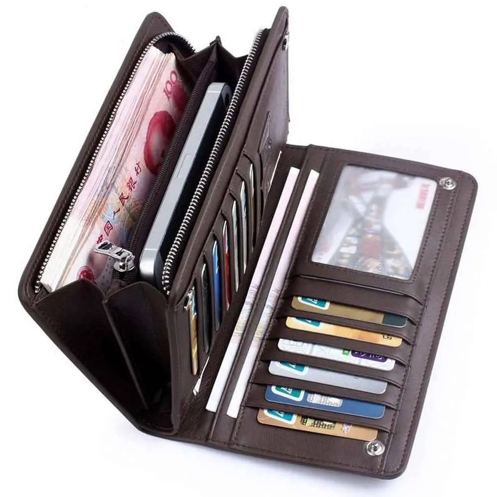 New Business Checkbook Leather Purse Bifold Wallet Card Holder Coin Bag
