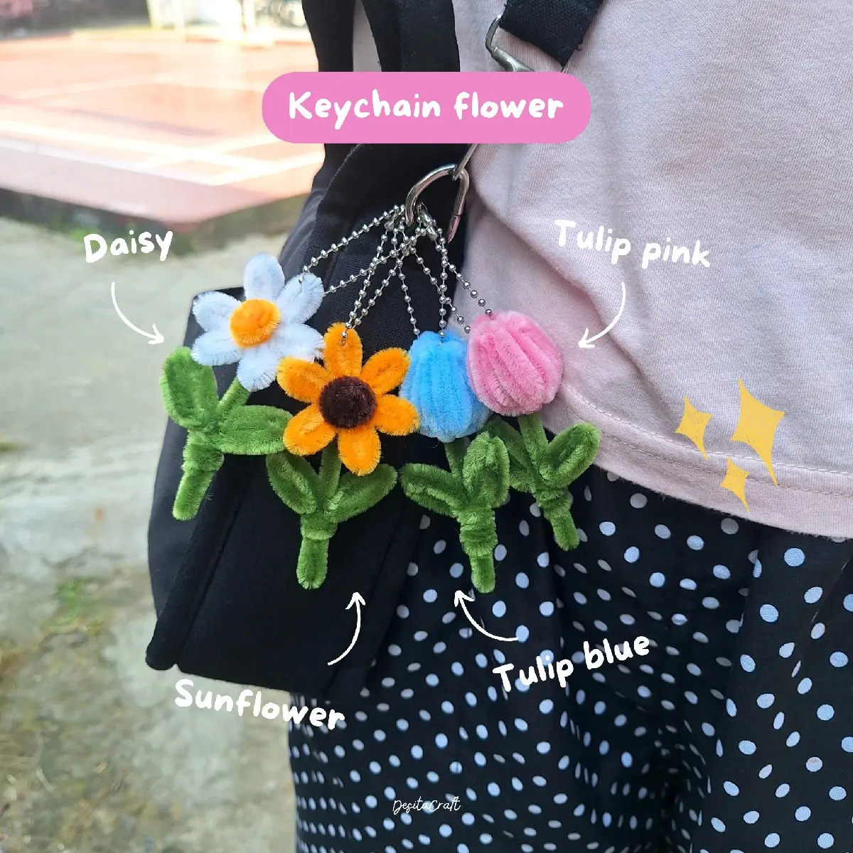 keychain pipe cleaner | gantungan kunci kawat bulu