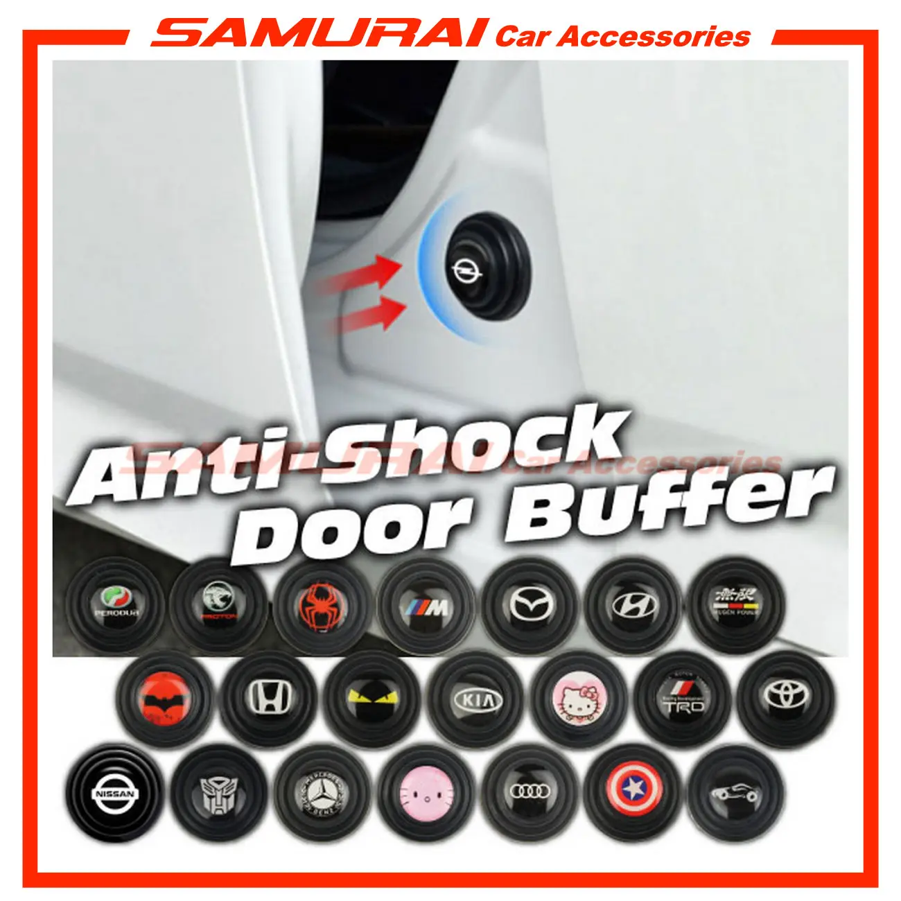 New Car Door Anti Shock Buffer Absorber Sticker Silicone Rubber Silent Sound Proof Anti Collision Pad Cushion Gaskets Perodua Proton Honda Toyota Nissan Audi Hyundai Kia Mercedes BMW Mazda TRD Mugen