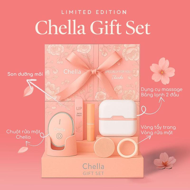 Special GIFT SET Chuột Rửa Mặt Chella 4 trong 1 - Máy Rửa Mặt kiêm Tẩy Trang Đẩy Tinh Chất và Nâng Cơ - Bảo hành 365 ngày