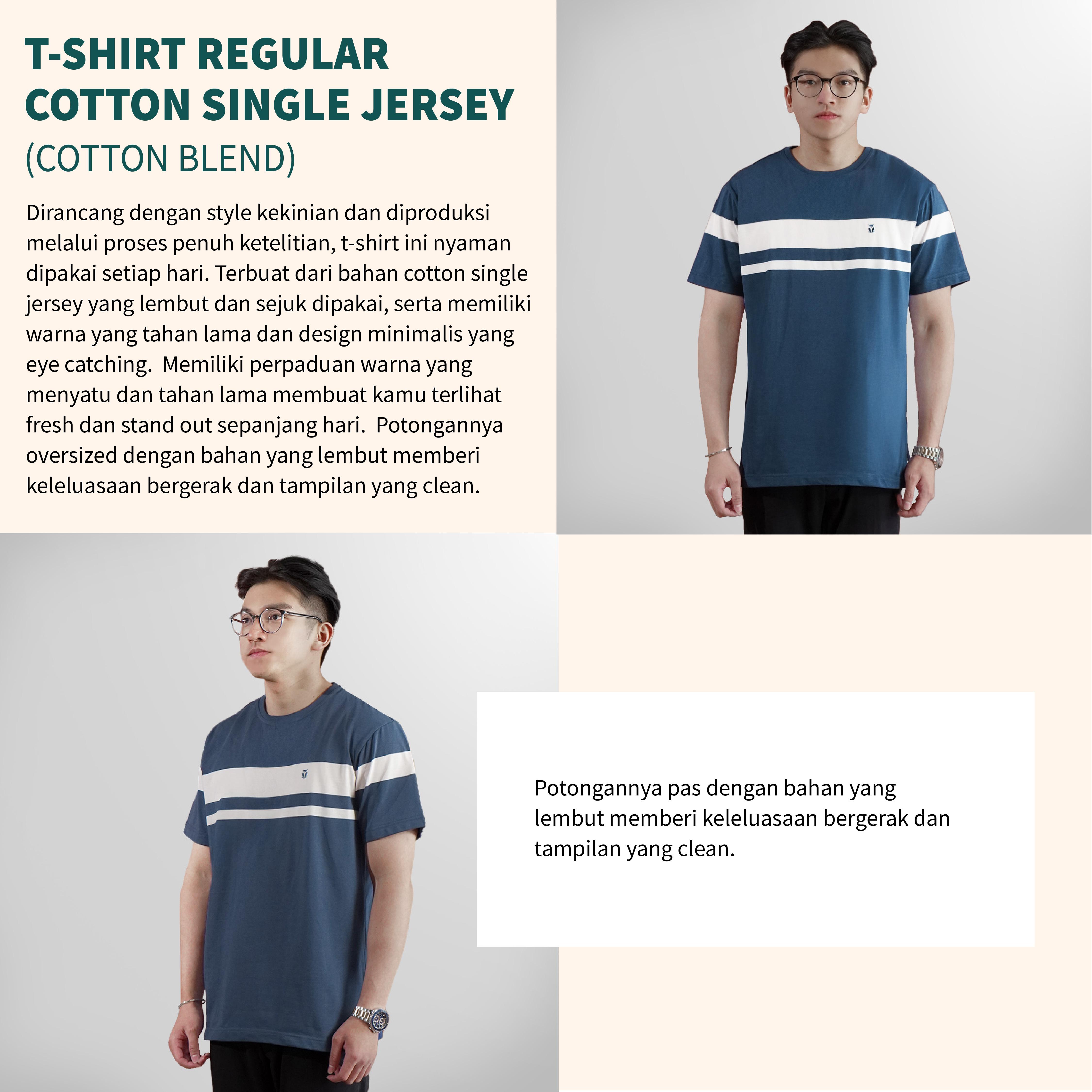 Matsuda Takatsuki Blue Teal T Shirt Pria Kaos Stripe Baju Katun Garis Matsuda Takatsuki Blue Teal T Shirt Pria Kaos Stripe Baju Katun Garis