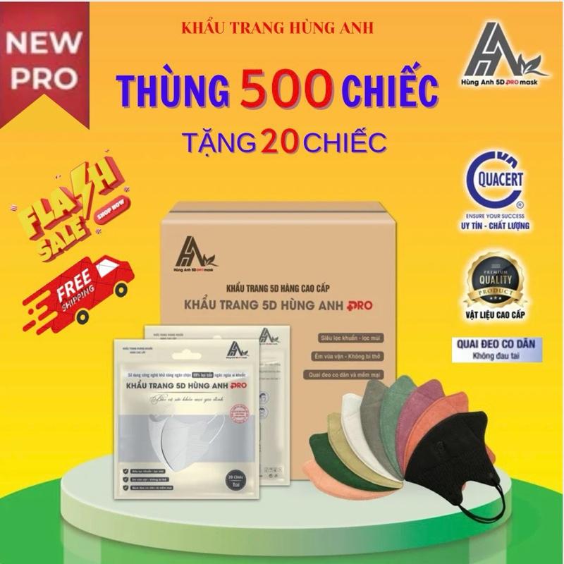 Combo 500 cái - 200 cái khẩu trang 5D Hùng Anh pro. Hàng Cao Cấp vải dệt polypropylene. Chống tia UV kháng khuẩn lên tới 99%