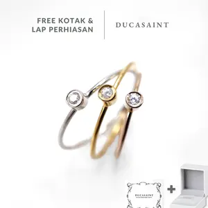 DucaSaint - Single Stone Ring | 925 Sterling Silver 18k Gold Plated All Size Cincin Anti Karat Hypoallergenic