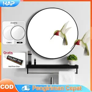 [Garansi] Cermin Kamar Mandi Bundar Yang 30/40/50/60cm Kaca Dinding Dengan Rak Penyimpanan Cermin Kamar Mandi Bulat Sederhana Skandinavia Cermin Pengatur Dengan Bingkai