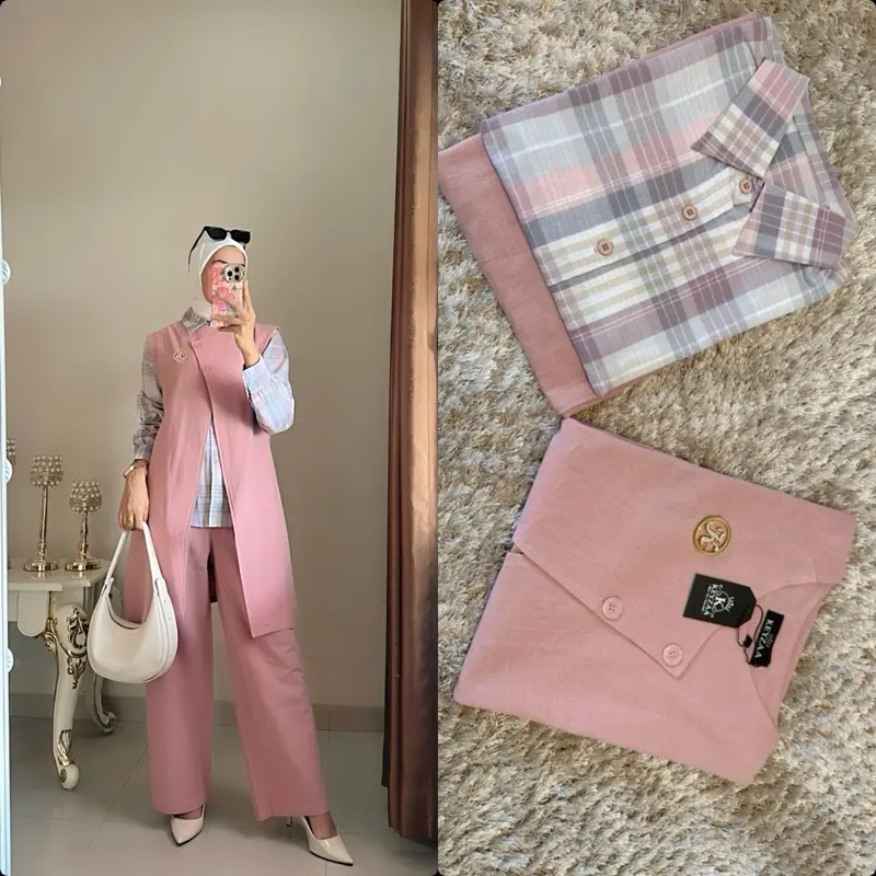 Keyzaa Emely set kemeja vest setelan 3in1 4