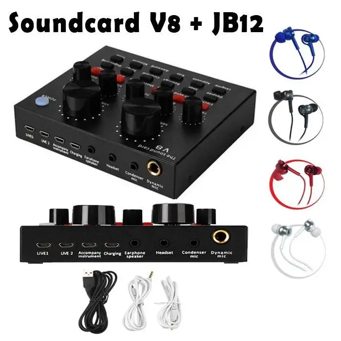Sound Card V8 Gratis 1 + Handsfree JB-12 Random Warna - Beli 1 - Laptop  Soundcard Audio