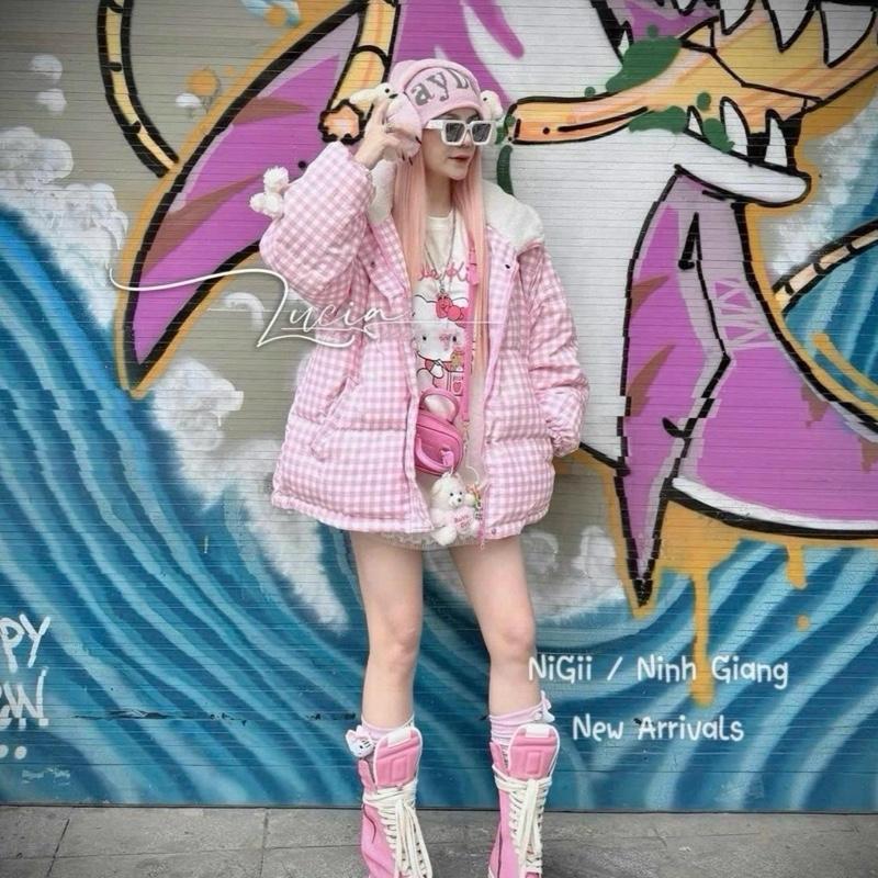 Áo phao lông vũ MÈO KITTY HỒNG cao cấp loại 1