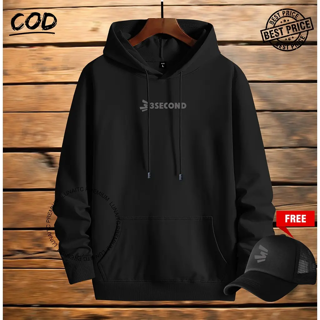 COD Bonus Topi !!! Hoodie Distro 3scond Premium Logo Silver - Jaket sweater hoodie distro pria wanita bahan katun flecee tebel