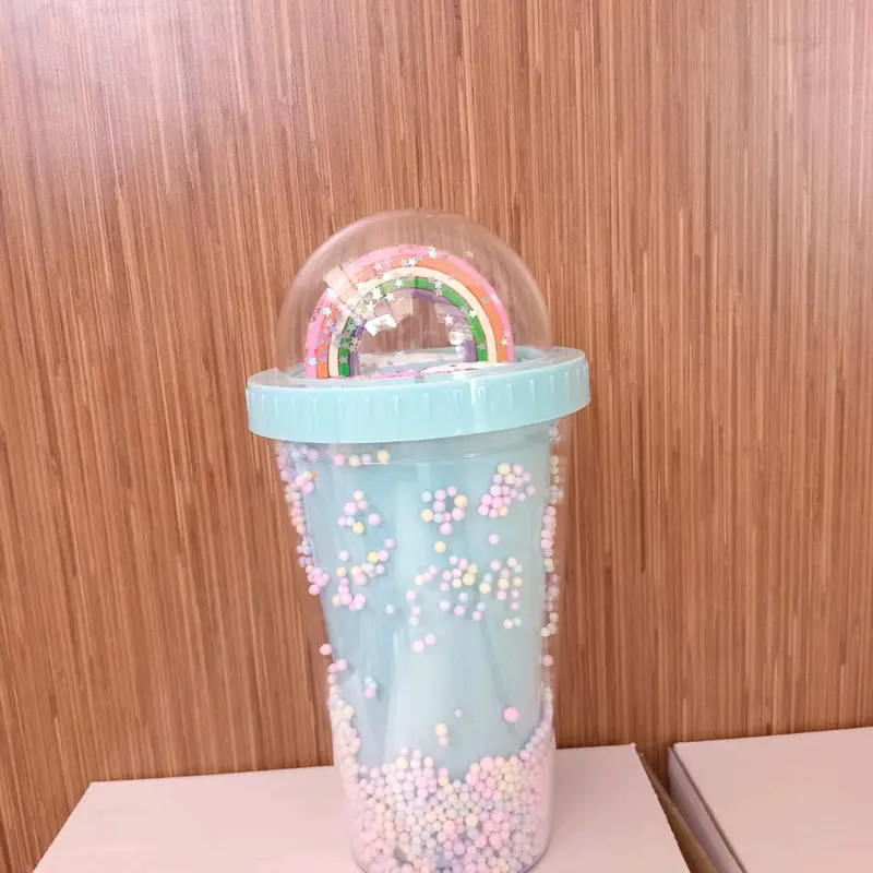 BOTOL MINUM TUMBLER GLITER RAINBAW PELANGI FOAM 550 ML 5