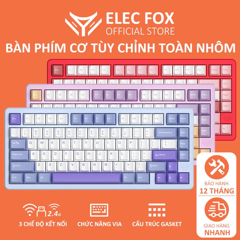  ELECFOX INKY75 Bàn phím cơ nhôm 6063 75% Layout 81 phím RGB 17 hiệu ứng Hot-swap switch 4000mAh pin Bluetooth 5.0 có dây 2.4g 