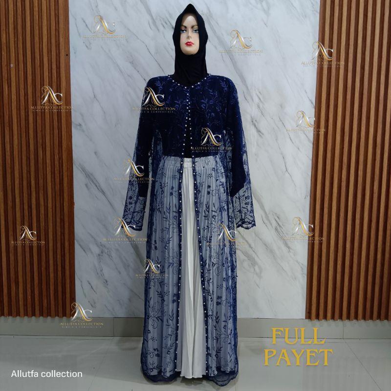 outer cardigan gamis brukat tule lengan panjang kekinian 8