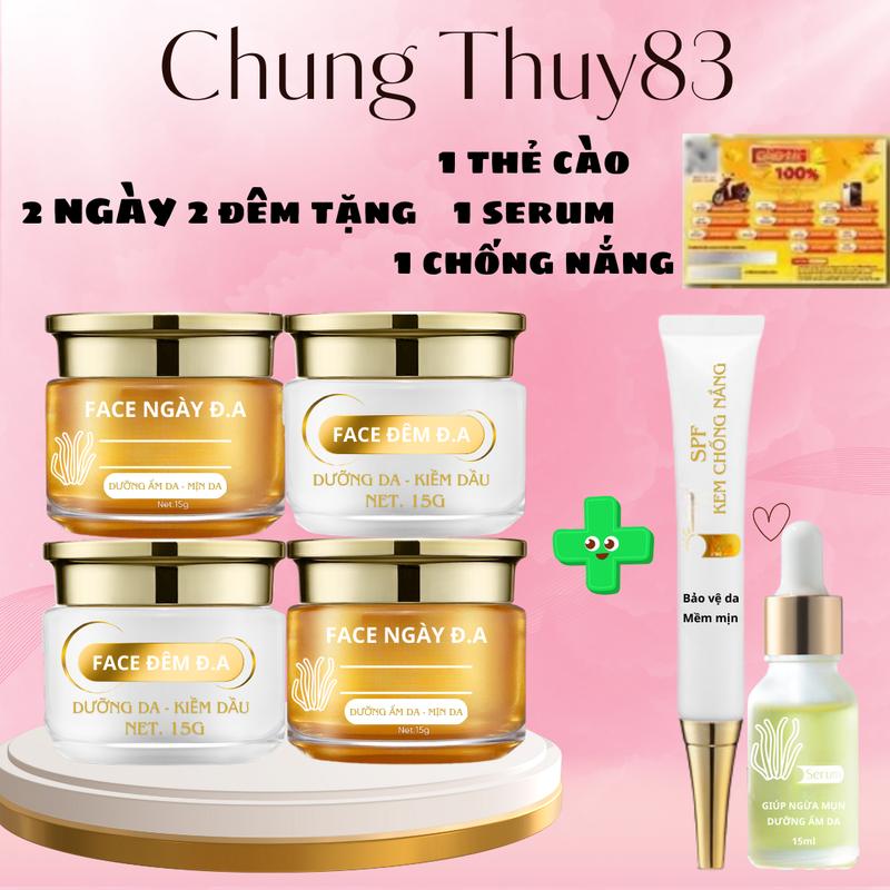 ( CÓ THẺ ) COMBO SẢN PHẨM MỚI 2 KEM FACE NGÀY 2 KEM FACE ĐÊM TẶNG 1 SERUM 1 CHỐNG NẮNG  Skincare Kem Face Nữ Women Làm đẹp Massage Son Làm Đẹp Da