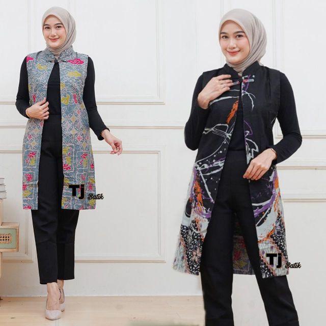 Product Introduction of Blazer Batik Wanita 2 Motif Bolak Balik Outer Long Kardi Terbaru 19