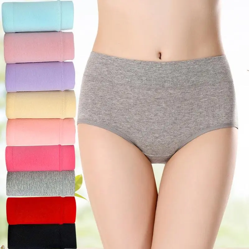 Soft Comfortable Cotton Women Mid Waist Brief Panties Stretch Maxi Lady Female Underwear